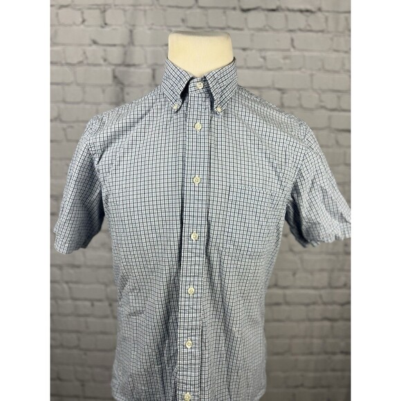 Brooks Brother Seersucker Short Sleeve Button Down Shirt Men M Regent Blue,White - Picture 3 of 9